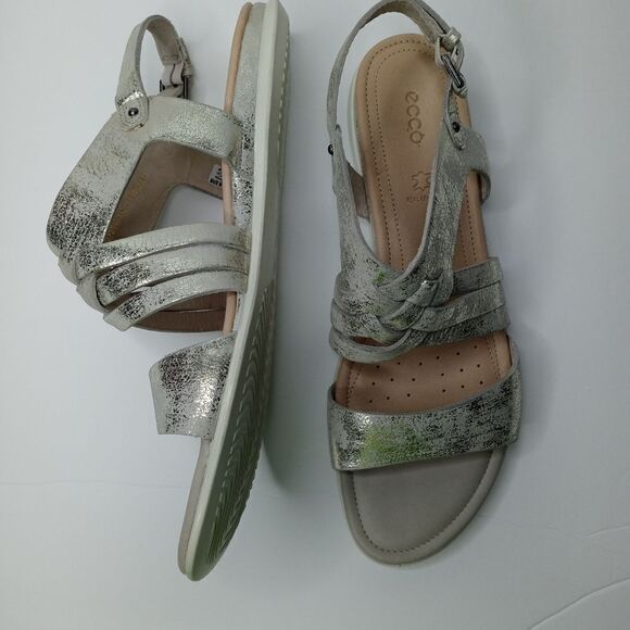 ecco Touch Braided Metallic Silver Sandals - Picture 4 of 8